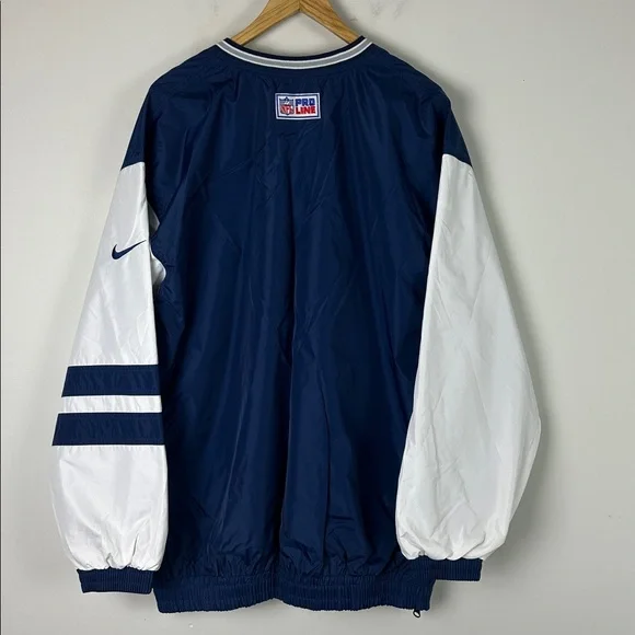 Nike Dallas Cowboys NFL 90s Reversible Navy and White V-Neck Windbreaker- Size L - Picture 3 of 9